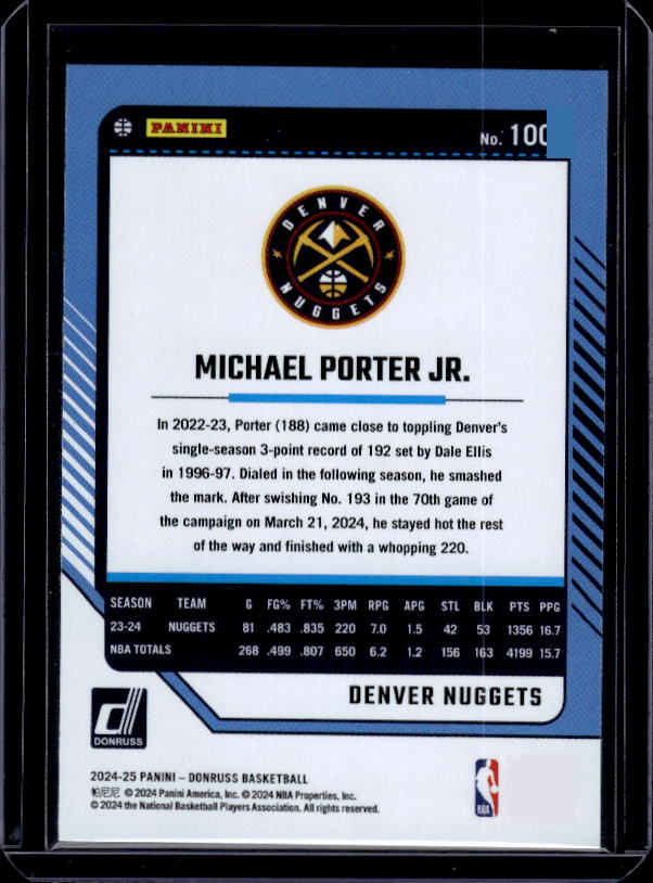 2024-25 Donruss #100 Michael Porter Jr. Holo Winter