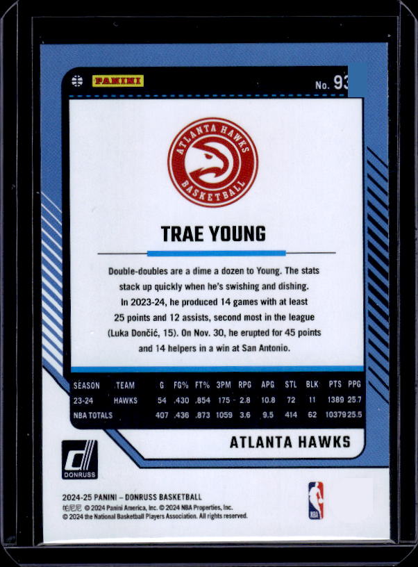 2024-25 Donruss #93 Trae Young Holo Winter