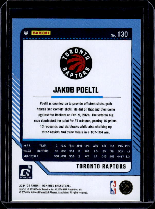 2024-25 Donruss #130 Jakob Poeltl Holo Winter