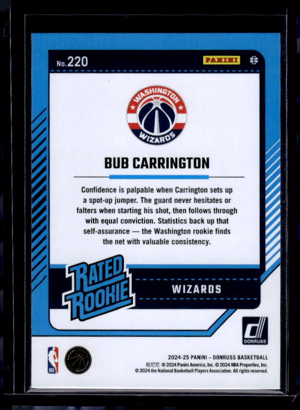 2024-25 Donruss #220 Bub Carrington Holo Winter