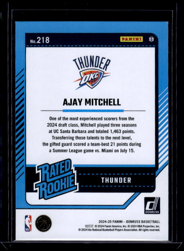 2024-25 Donruss #218 Ajay Mitchell Holo Winter