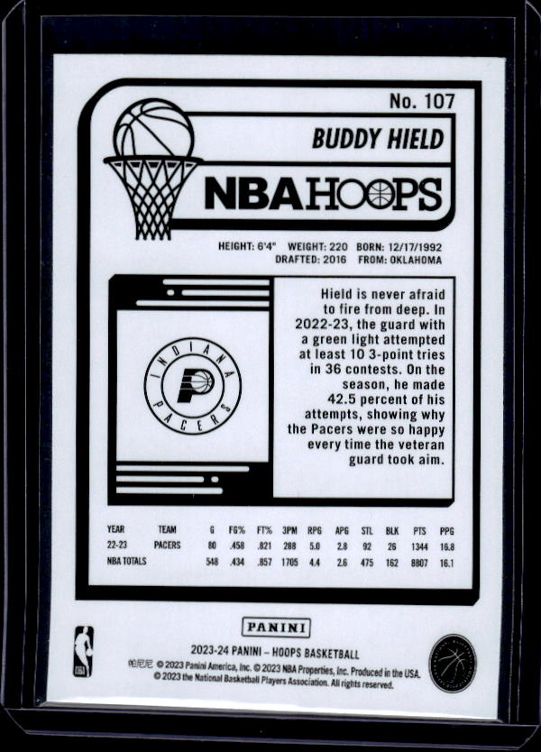 2023-24 Hoops #107 Buddy Hield Purple