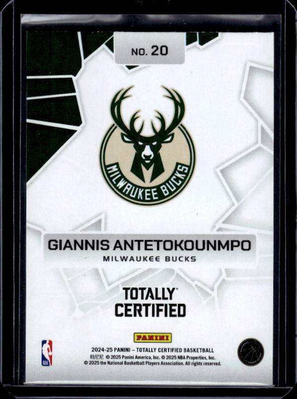 2024-25 Panini Totally Certified #20 Giannis Antetokounmpo Rock the Rim