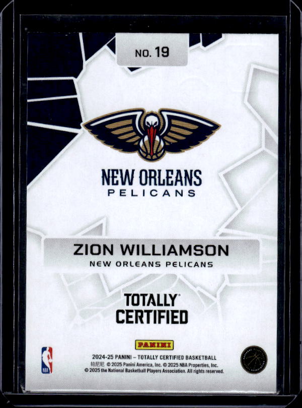 2024-25 Panini Totally Certified #19 Zion Williamson Rock the Rim Mirror