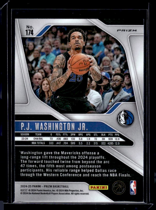 2024-25 Panini Prizm #174 P.J. Washington Jr. Prizms Silver