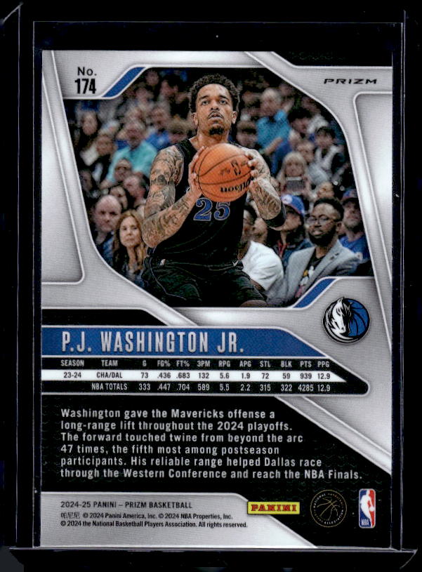 2024-25 Panini Prizm #174 P.J. Washington Jr. Prizms Red White and Blue