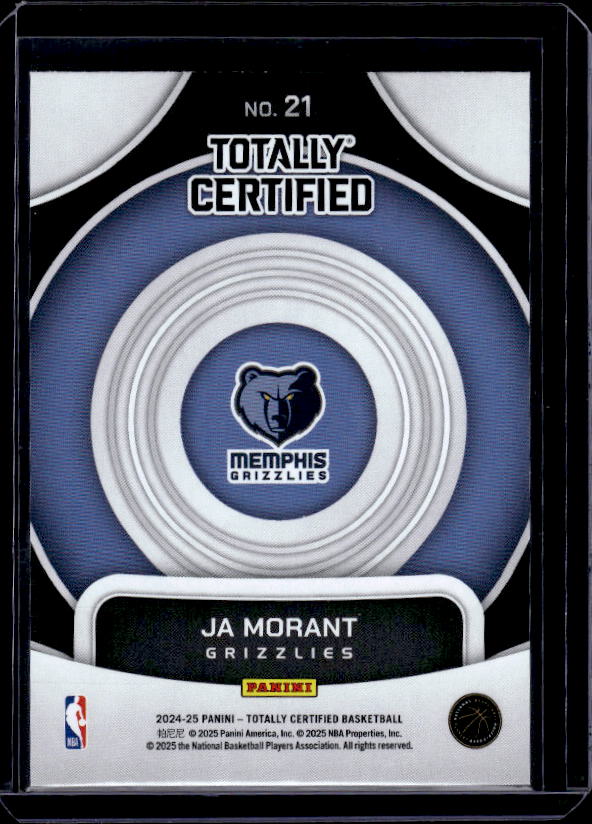 2024-25 Panini Totally Certified #21 Ja Morant On Target Mirror