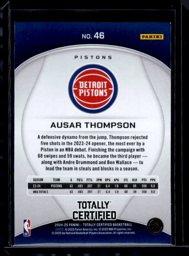 2024-25 Panini Totally Certified #46 Ausar Thompson