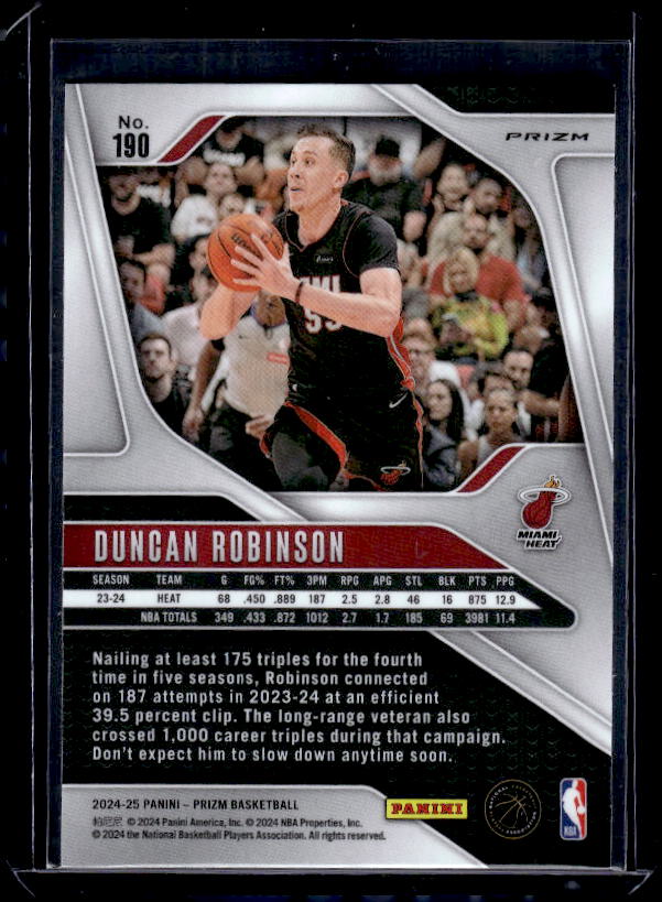 2024-25 Panini Prizm #190 Duncan Robinson Prizms Orange Ice