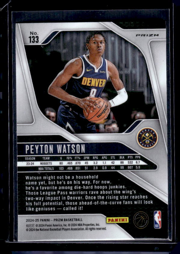 2024-25 Panini Prizm #133 Peyton Watson Prizms Orange Ice