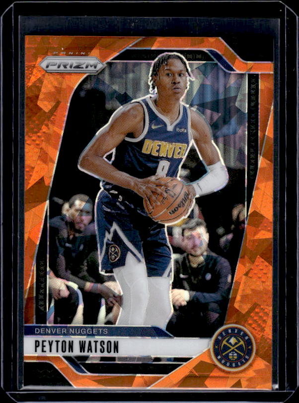 2024-25 Panini Prizm #133 Peyton Watson Prizms Orange Ice