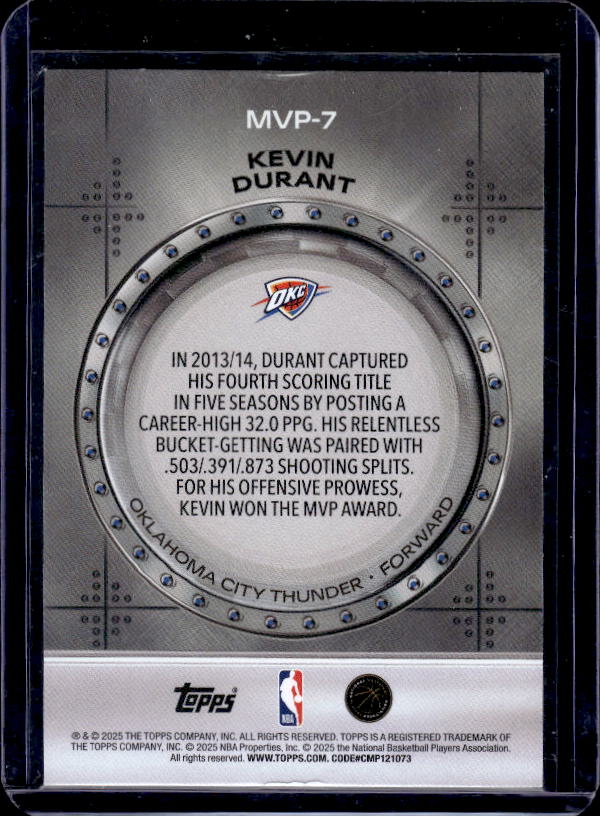 2025-26 Topps #MVP-7 Kevin Durant MVP Vault