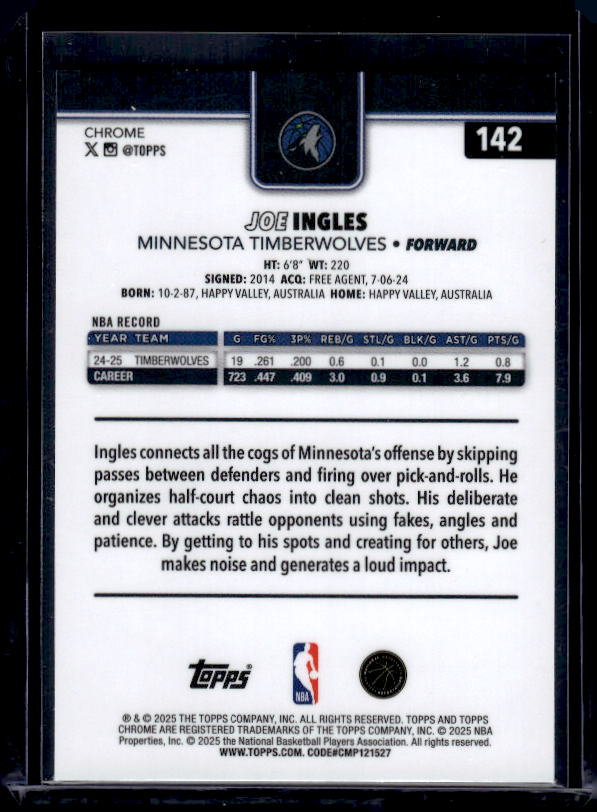 2025-26 Topps Chrome #142 Joe Ingles Pulsar Refractor