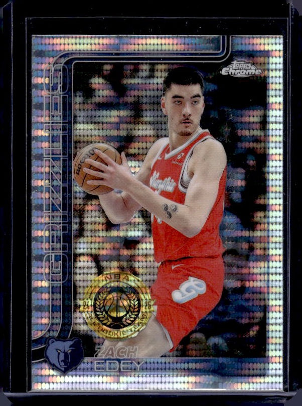 2025-26 Topps Chrome #128 Zach Edey Pulsar Refractor