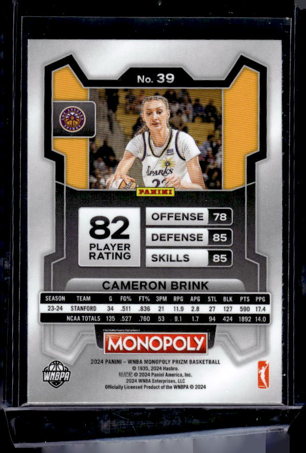 2024 Panini Prizm Monopoly WNBA #39 Cameron Brink