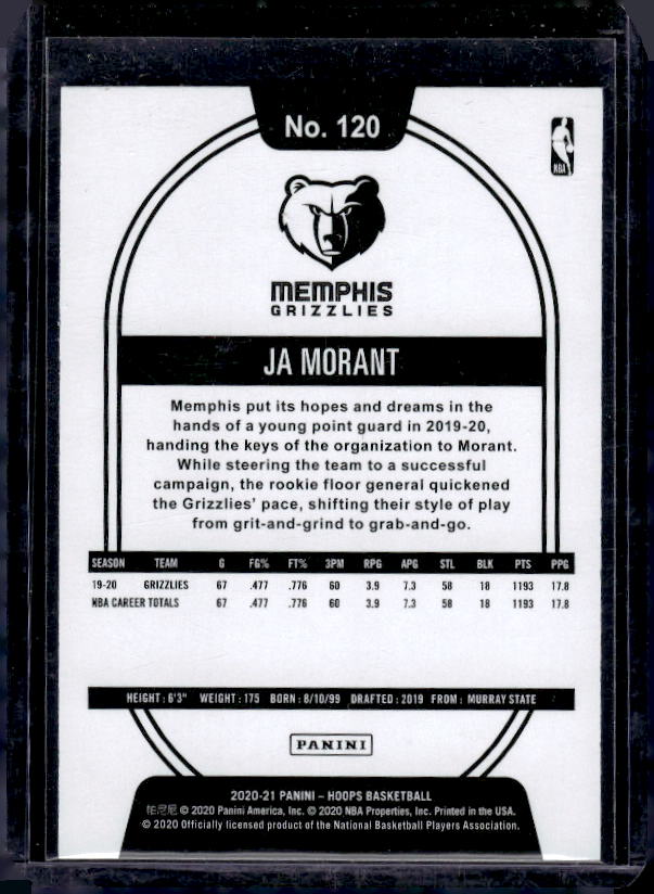 2020-21 Hoops #120 Ja Morant