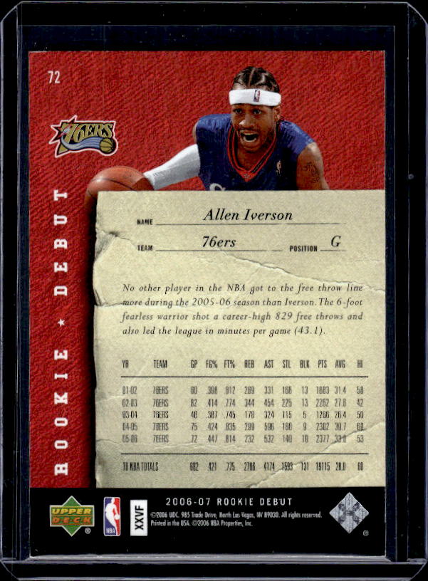 2006-07 Upper Deck Rookie Debut #72 Allen Iverson