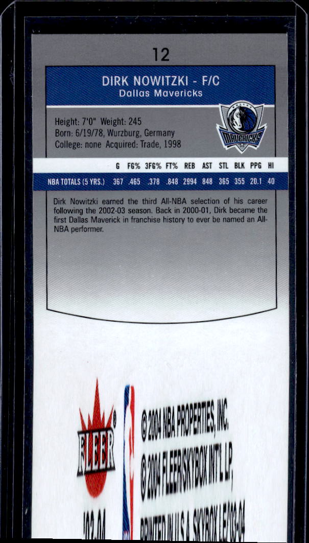 2003-04 SkyBox LE #12 Dirk Nowitzki