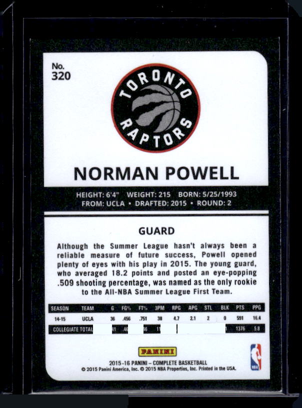 2015-16 Panini Complete #320 Norman Powell