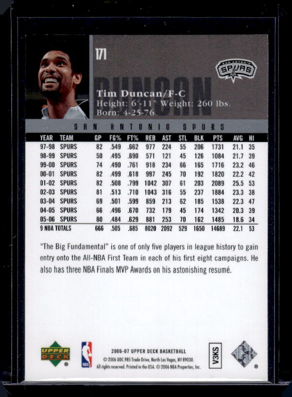 2006-07 Upper Deck #171 Tim Duncan