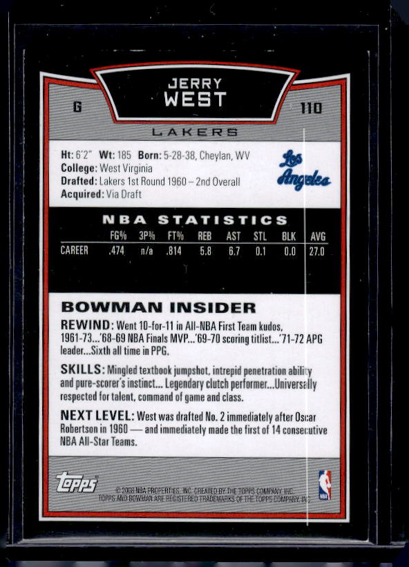 2008-09 Bowman #110 Jerry West