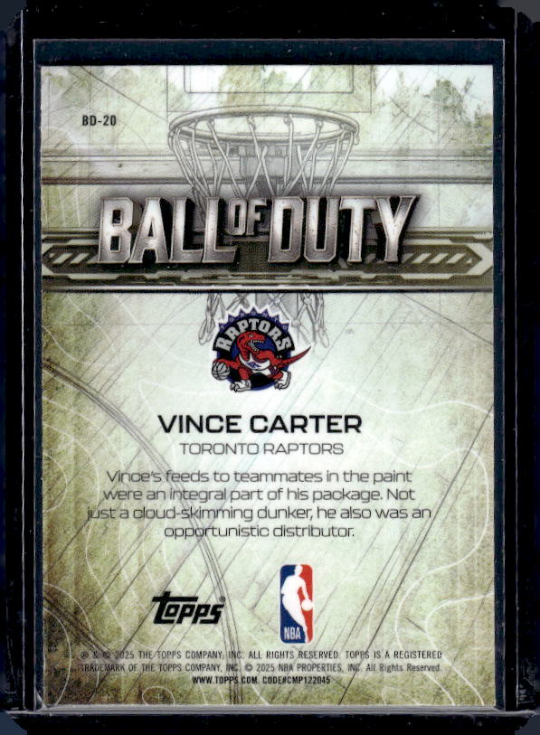 2025-26 Topps Chrome #BD-20 Vince Carter Ball of Duty