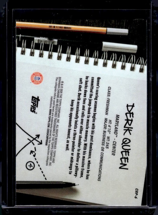 2024-25 Bowman University Chrome #CRP-6 Derik Queen College Rule Playbook
