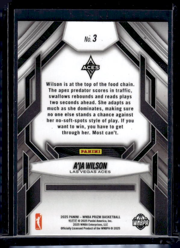 2025 Panini Prizm WNBA #3 A'ja Wilson Fearless