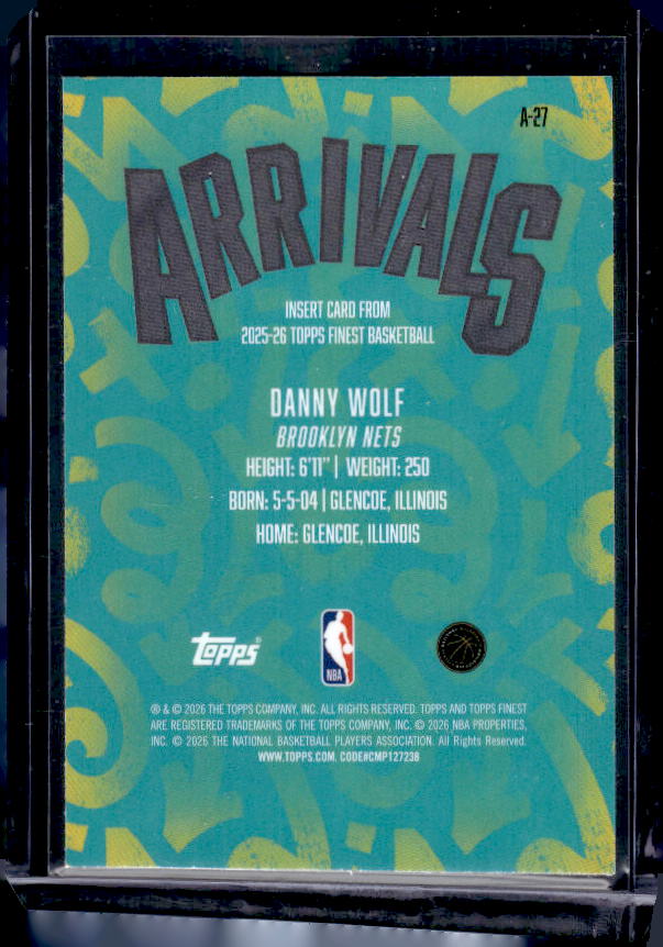 2025-26 Finest #A-27 Danny Wolf Arrivals