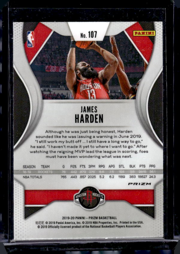 2019-20 Panini Prizm #107 James Harden Prizms Red White and Blue