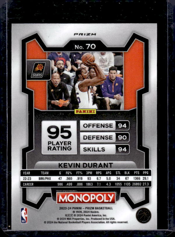 2023 Panini Prizm Draft Picks #70 Kevin Durant Purple Wave