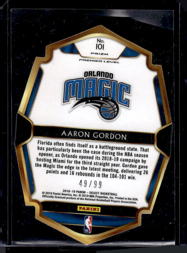 2018-19 Panini Select #101 Aaron Gordon Purple Prizms Die Cut #/99