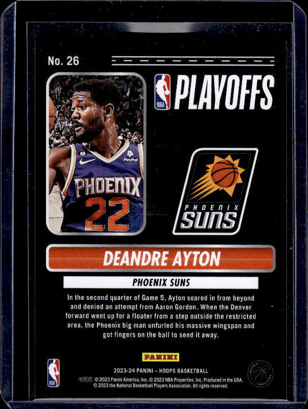 2023-24 Hoops #26 Deandre Ayton Road to the Finals Second Round #/999