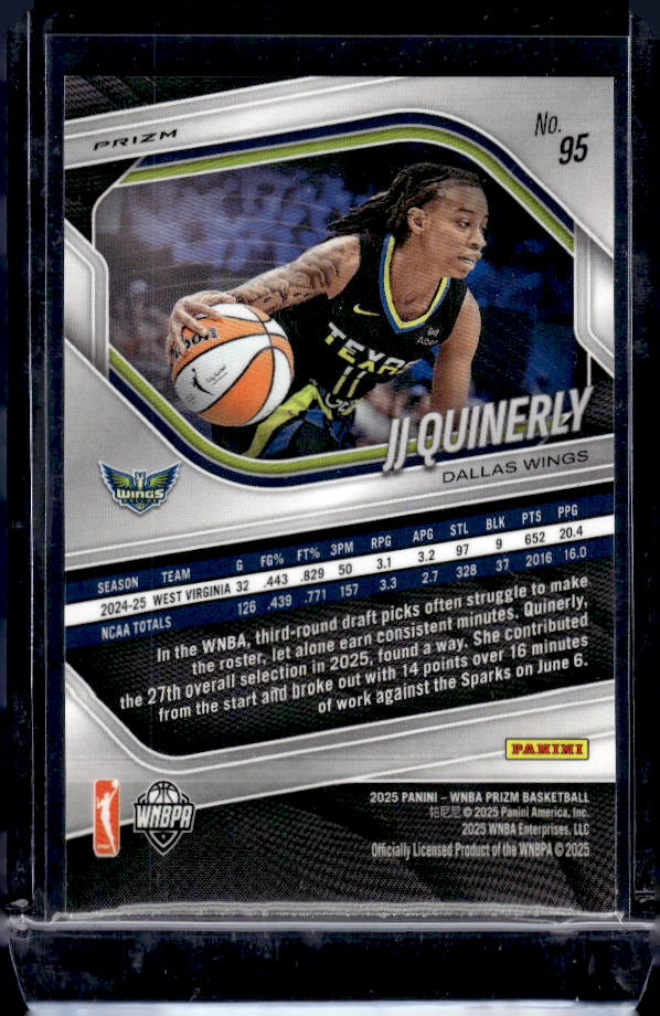 2025 Panini Prizm WNBA #95 JJ Quinerly Blue Velocity Prizms