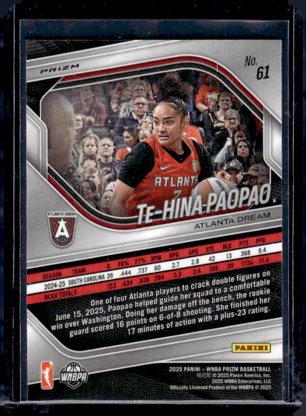 2025 Panini Prizm WNBA #61 Te-Hina Paopao Ice Prizms