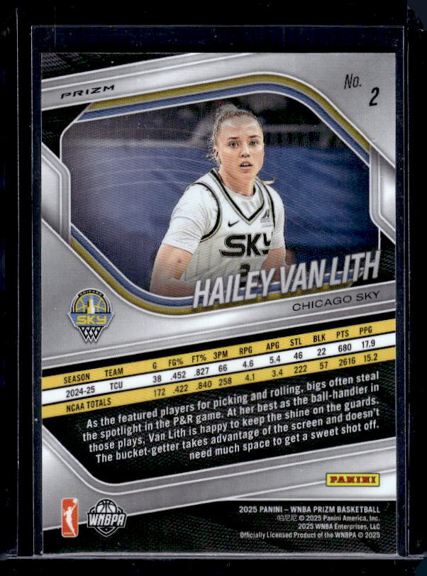 2025 Panini Prizm WNBA #2 Hailey Van Lith Ice Prizms