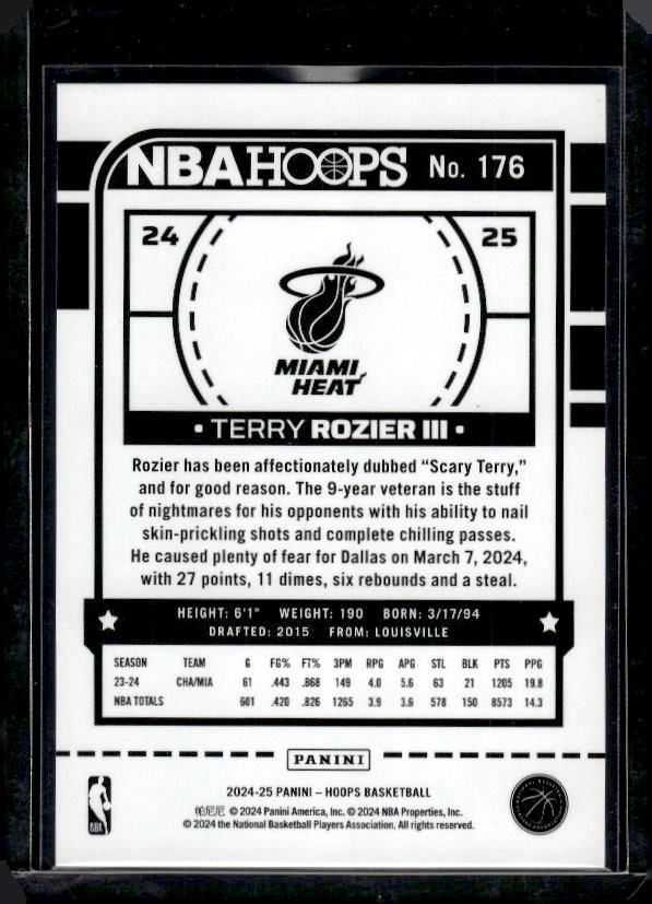 2024-25 Hoops #176 Terry Rozier III Silver #/199