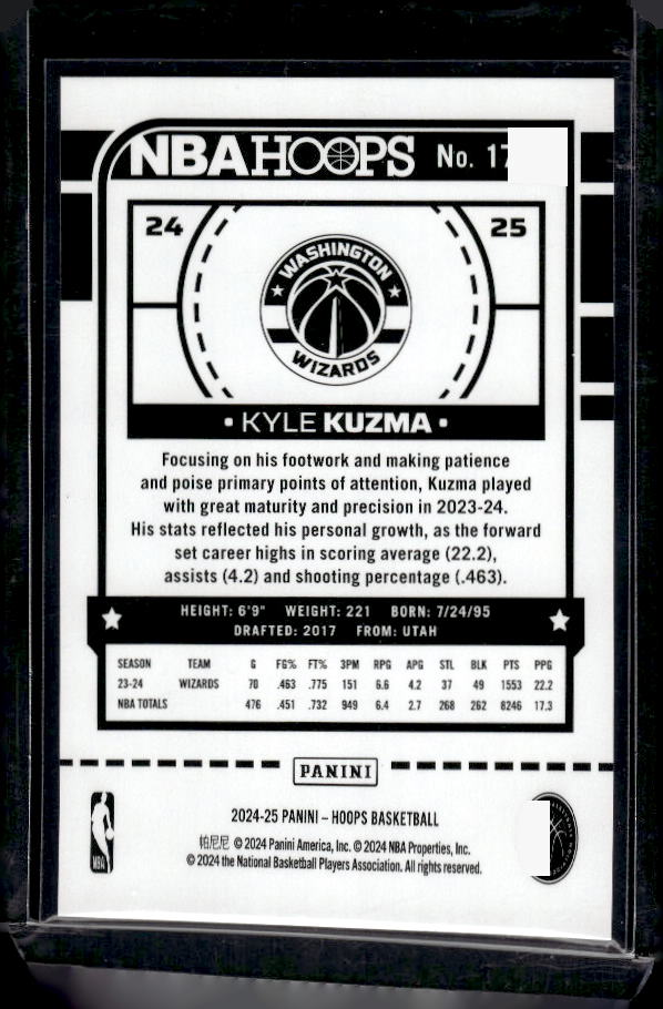 2024-25 Hoops #17 Kyle Kuzma Silver #/199