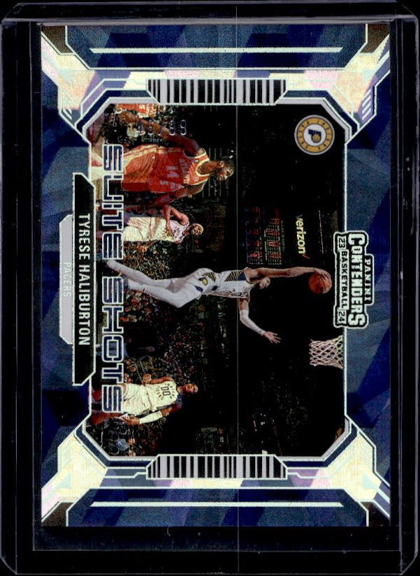 2023-24 Panini Contenders #13 Tyrese Haliburton Suite Shots Playoff Ticket #/99
