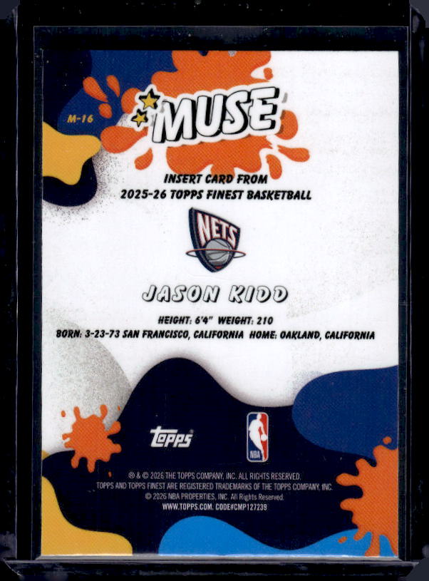 2025-26 Finest #M-16 Jason Kidd Muse Sky Blue Refractor #/150