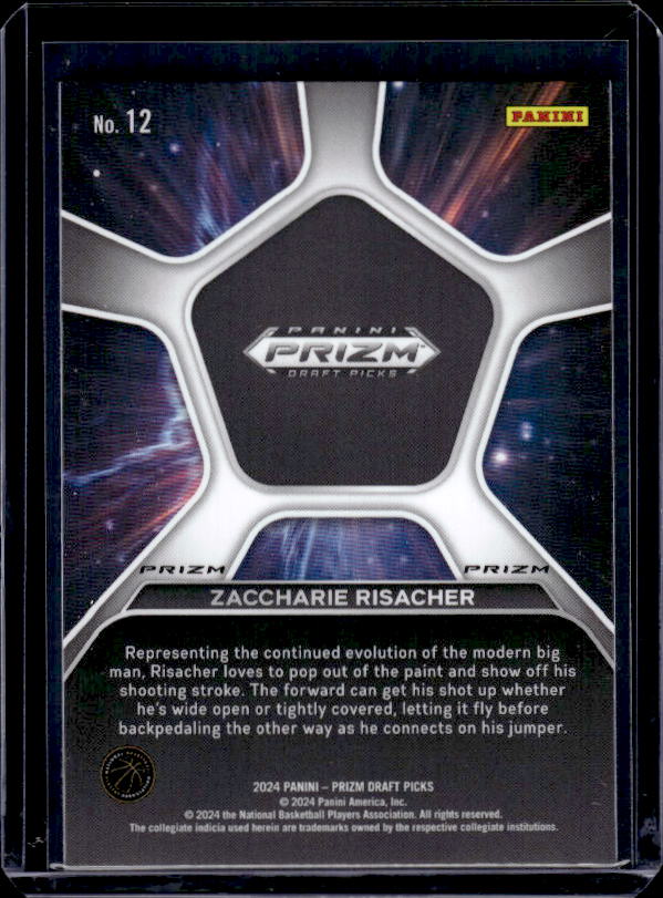 2024 Panini Prizm Draft Picks #12 Zaccharie Risacher Deep Space Prizms Silver