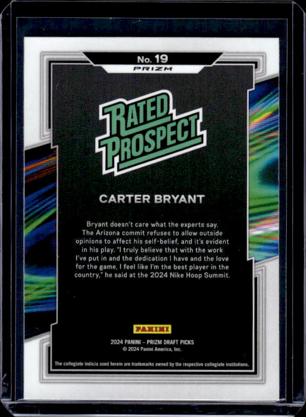 2024 Panini Prizm Draft Picks #19 Carter Bryant Rated Prospect Purple Wave