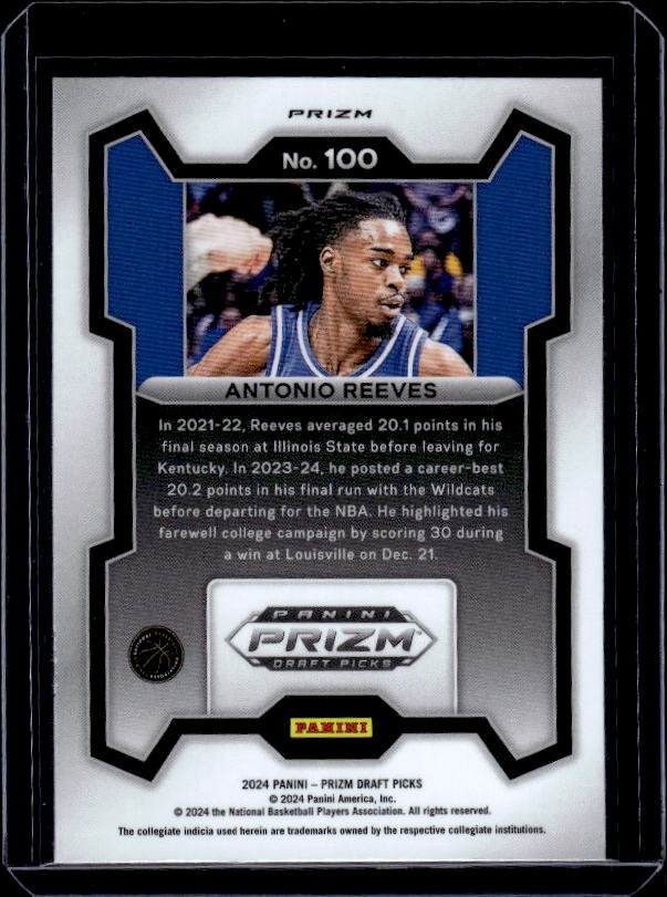 2024 Panini Prizm Draft Picks #100 Antonio Reeves Prizms Green