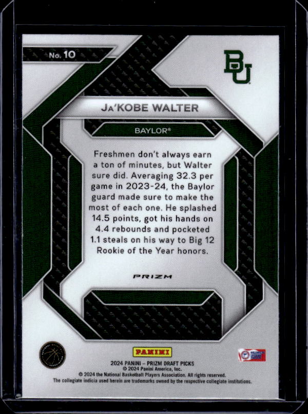 2024 Panini Prizm Draft Picks #10 Ja'Kobe Walter New Recruits Prizms Silver