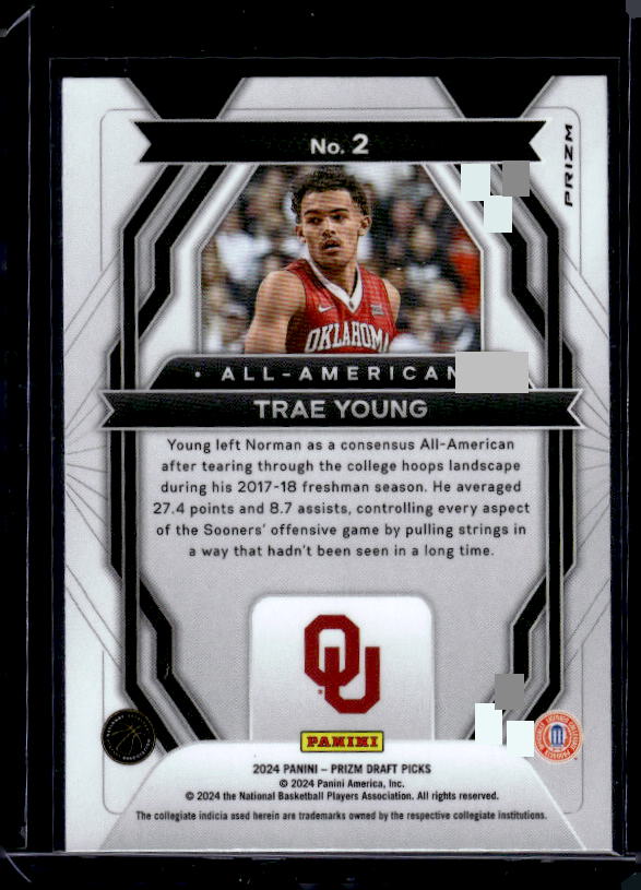 2024 Panini Prizm Draft Picks #2 Trae Young All-American Prizms Purple Wave