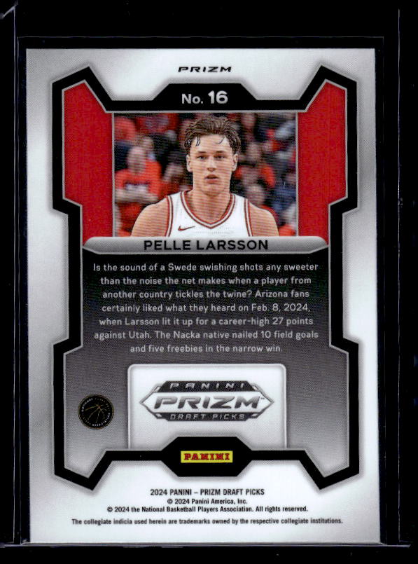 2024 Panini Prizm Draft Picks #16 Pelle Larsson Prizms Purple Wave