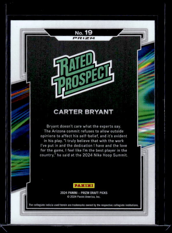 2024 Panini Prizm Draft Picks #19 Carter Bryant Rated Prospect Prizms Green