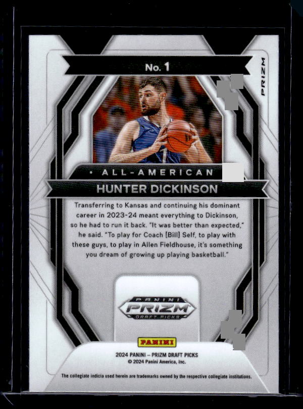 2024 Panini Prizm Draft Picks #1 Hunter Dickinson All-American Purple Wave