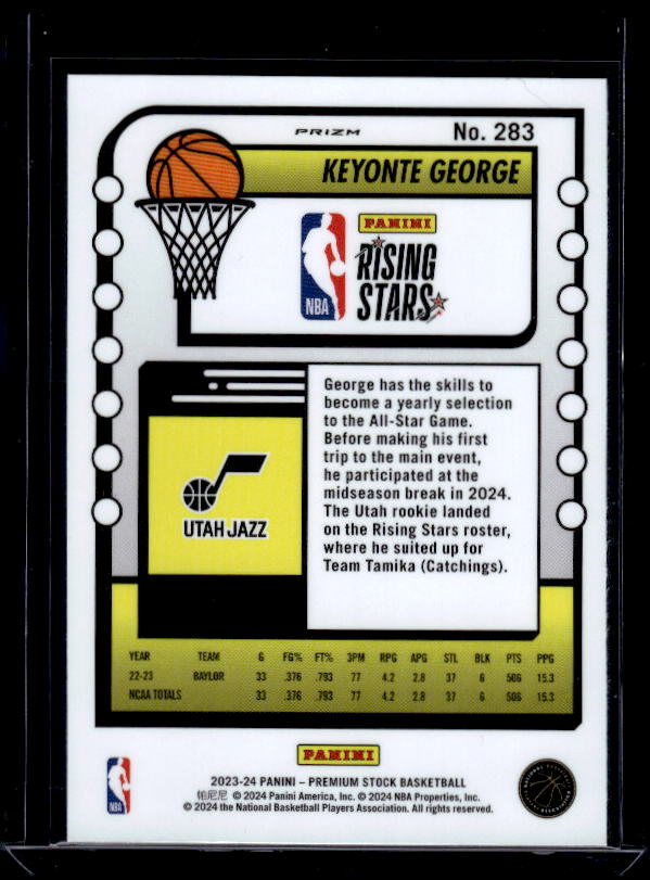 2023-24 Hoops Premium Stock #283 Keyonte George Ice Prizm
