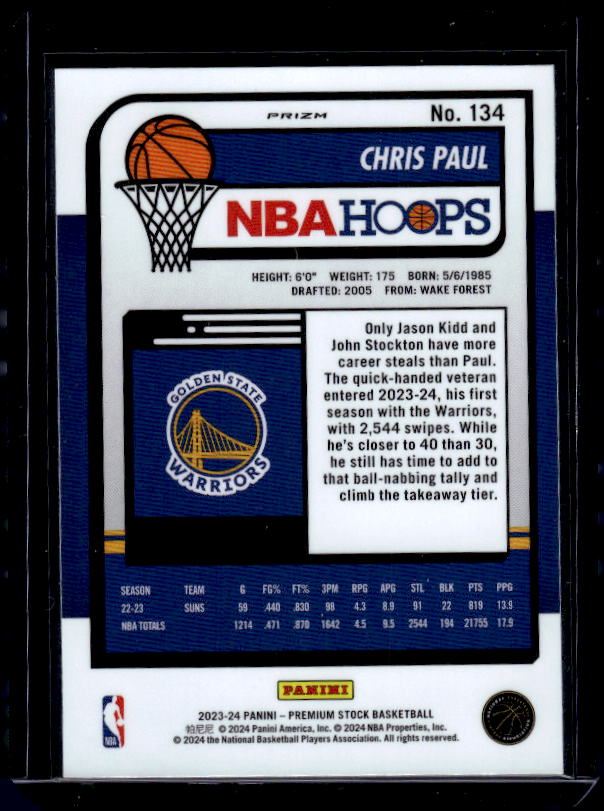 2023-24 Hoops Premium Stock #134 Chris Paul Silver Prizm
